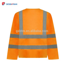 Orange Hi Vis High Visibility Viz Long Sleeve Zip Front Roadway Safety Vest